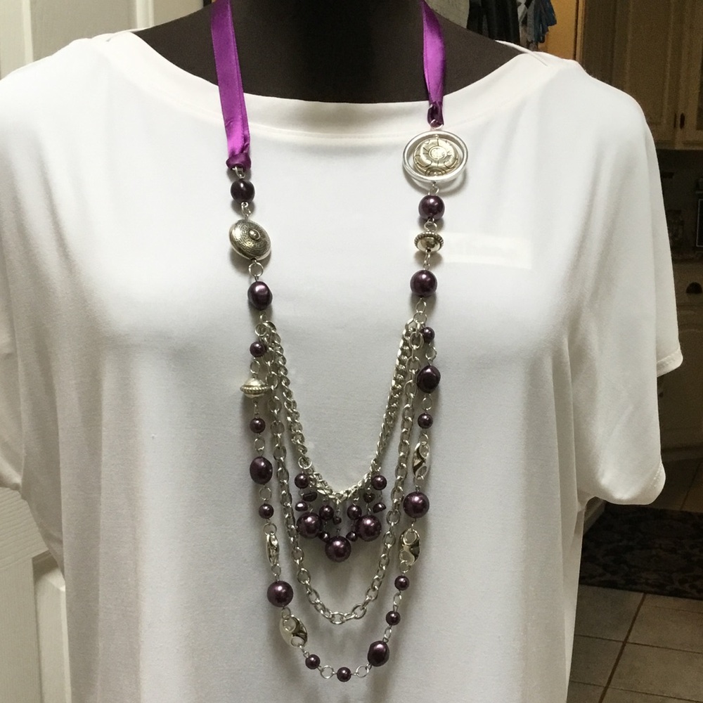 Purple Necklace and Earrings Set
